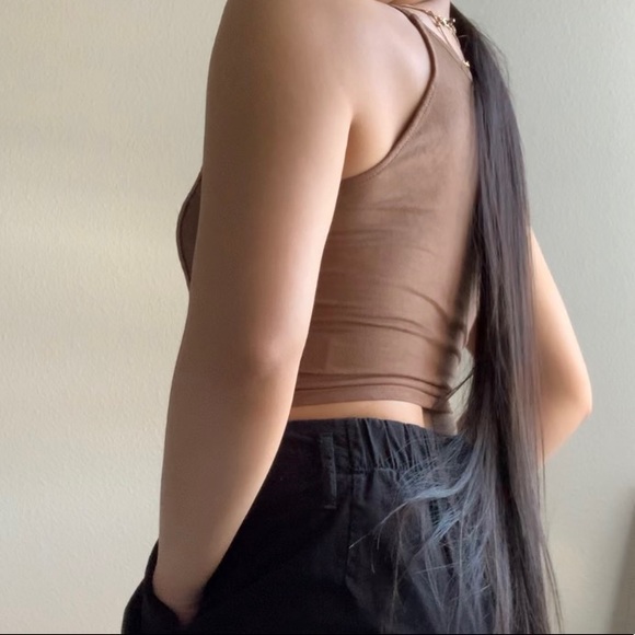 papaya tan brown suede crop top size small - Picture 4 of 6